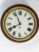 A fusee dial clock with mahogany case, with 10" dial, key,