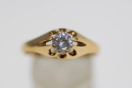 A 9 carat gold single stone cubic zirconia ring, finger size W 1/2, 2.