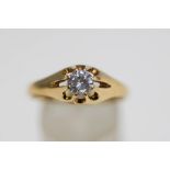 A 9 carat gold single stone cubic zirconia ring, finger size W 1/2, 2.