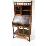 A Victorian Aesthetic Movement bamboo and lacquered bureau,