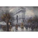 John Gaston (Contemporary) Parisian Street Scene Oil on canvas signed lower right 59cm x 90cm