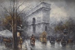 John Gaston (Contemporary) Parisian Street Scene Oil on canvas signed lower right 59cm x 90cm