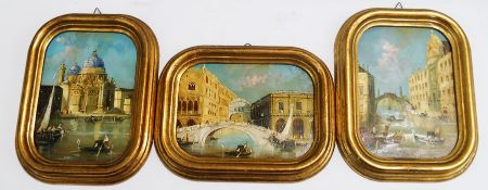 Deyer (20th century) Venetian Canal Scenes Oil on card A set of three signed Deyer 16.