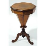 A Victorian rosewood work table,