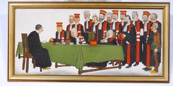 After Adrien Barrere (1877-1931) "Passing the Bar" - French legal exam Coloured lithograph,
