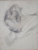 Style of Augustus John Study of a child sleeping pencil 26cm x 20.