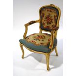 A Louis XVI style painted bedroom chair,