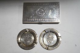 An Iranian metalware cigarette box, stamped 'Tabriz' and 'Vige',