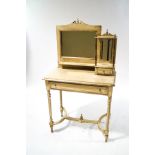 A vintage painted dressing table with mirror back,