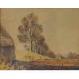 Rowland Hilder (1905-1993) Ploughed field pen and watercolour signed lower right 19cm x 23cm