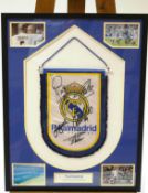 A signed football pennant for Real Madrid, possibly from 2005-2006, with the signatures of Beckham,