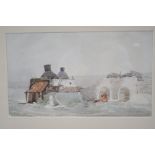 English School (19th century) 'Lime Kilns' Watercolour Unsigned Inscribed,