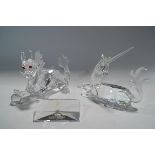 Two Swarovski Crystal 'Fabulous Creatures' - 2006 Unicorn and 1997 The Dragon,