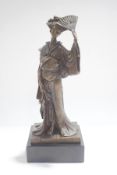 A modern bronze figure of a Geisha girl, signed Kamiko,