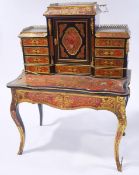 A late 19th century French ebonised and boulle work Bureau de Dame,