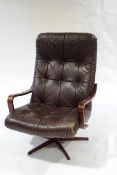 A 1970's bentwood and leather armchair,