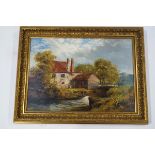 Edward Barnard (1855 -1909) River Scene oil on canvas signed lower left 39cms x 54cms