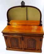 A Victorian mahogany mirror back chiffonier, with two drawers over a cupboard base,