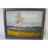 Padovani Landscape with silver birch tree Oil on board signed lower right 14cm x 19cm