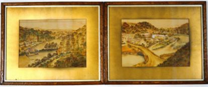 A. Lawrence Davies Village among the hills watercolour, a pair signed and dated 1922 24.