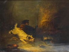 George Armfield (1808 - 1893) Two Terriers with a Rat Oil on canvas signed lower left 44.