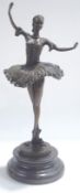 A modern bronze figure of a ballet dancer, signed Aldo Vitaleh,