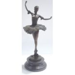 A modern bronze figure of a ballet dancer, signed Aldo Vitaleh,