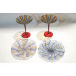 Two Venetian glass dishes, decorated with alternating stripes of white Zanfirico lattice work,