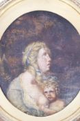 Continental 18th century School Mother and child oil on canvas laid onto panel 33cm x 27cm