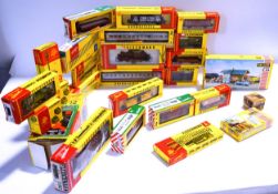 A quantity of German Fleischmann train models, accessories and buildings,