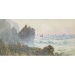 William Casley (19th century) Coastal Seascape Watercolour signed lower right 9.5cm x 19.