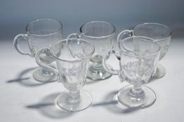 Five 19th and early 20th century glass custard cups,
