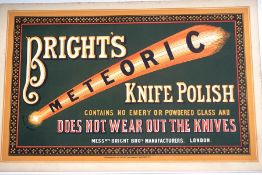An early 20th century printed paper advertising sign for Bright's Knife Polish, 24.