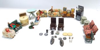 A small quantity of 1930/1940's dolls house furniture and accessories