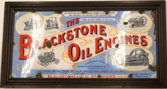 A Blackstone Oil Engines enamel sign, 98cm x 46cm,