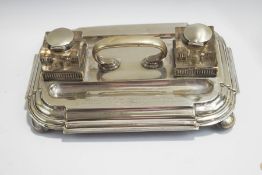 A Victorian silver plated desk stand, with presentation inscription, to the Rev William Fulford,
