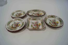 A Copeland Spode dessert service, with twelve plates and five shaped dishes,