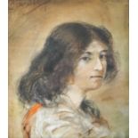 Spanish School (19th century) Portrait of a Young Woman pastel Signed indistinctly upper left and