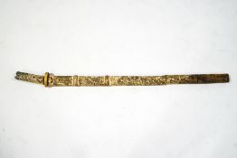 A Japanese sword in sectional carved bone scabbard,