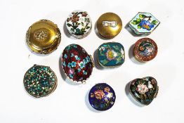 A collection of enamel and other boxes
