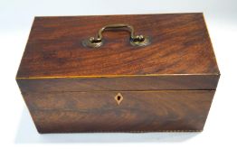 A 19th century mahogany work box, with compartmental interior, 25.