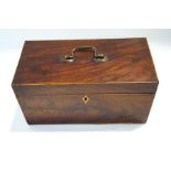 A 19th century mahogany work box, with compartmental interior, 25.