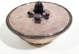A silver plated bowl and cover, in the Arts and Crafts style with ebonised finial stamped C.G.
