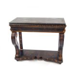 A Regency and later ebonised side table decorated in the Chinoiserie style, with marble top,