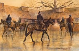 Martin Alford (Contemporary) Racehorses 'A Cold Wet Start' Watercolour Signed and dated 2003,