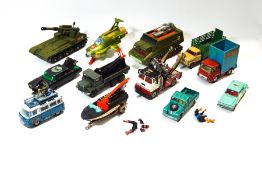 Various Dinky and Corgi die-cast vehicles, including a Chipperfields Circus Bedford Tractor Unit,