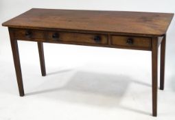 A Victorian mahogany three drawer side table,