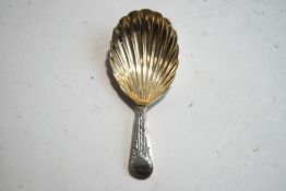 A Georgian silver caddy spoon, lacking makers mark, London(?) 1798,