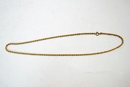 A chain, of solid rope links, stamped '750', 48 cm long, 16.