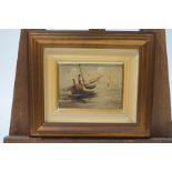 Guido Borelli Boy on a Fishing Boat Oil on board signed lower right 12.5cm x 17.